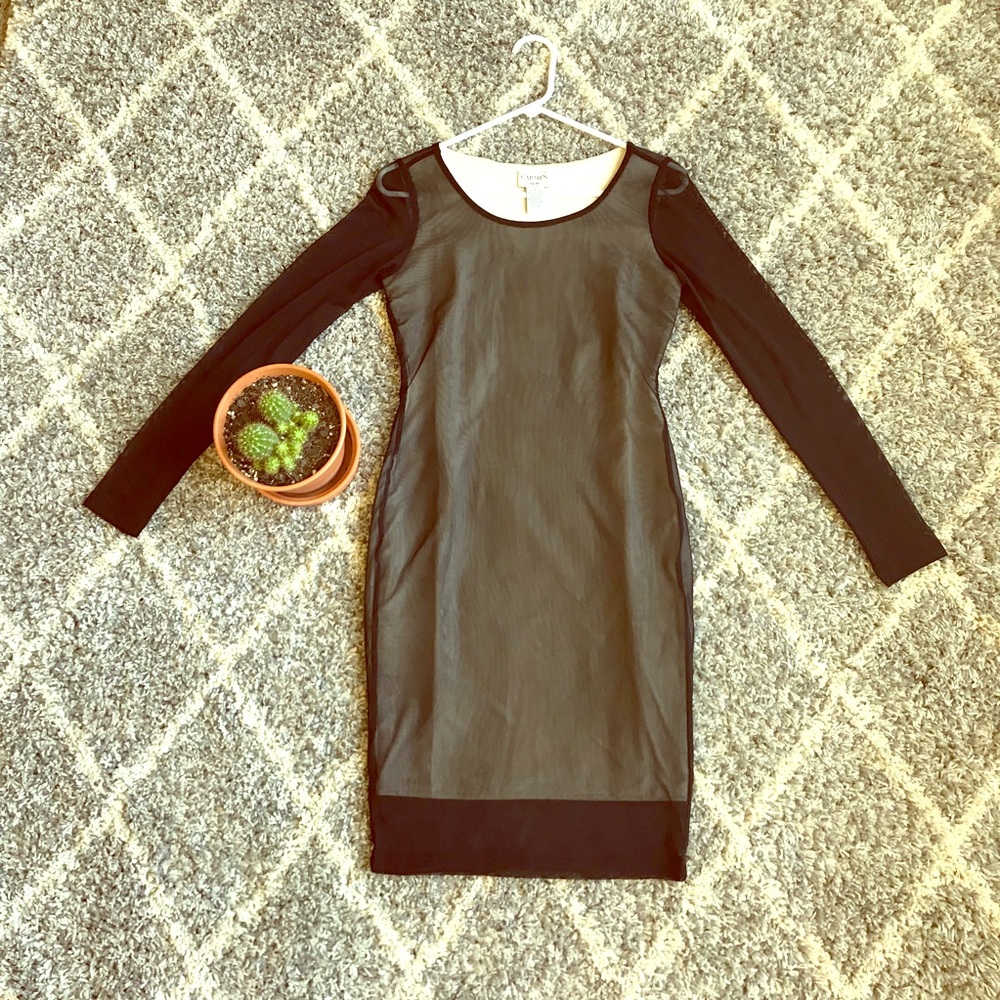 Sheer, Black Carmen Marc Valvo Dress Size Small